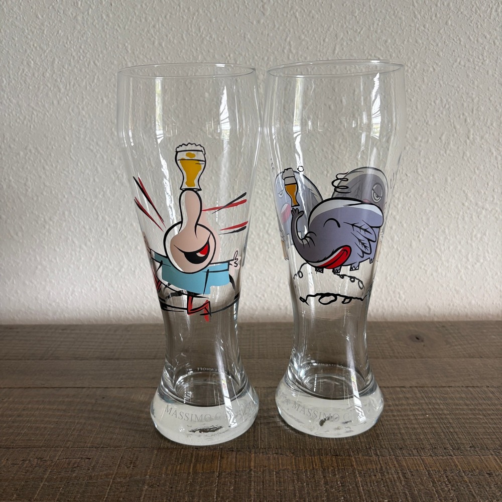 Ritzenhoff Pilsner Beer Glasses Massimo Giacon Elephant Pop Art Set of 2
